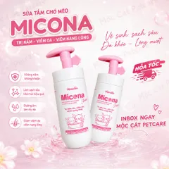 <2CHAI>MICONA SHAMPOO 200ML – SỮA TẮM HỖ TRỢ PHÒNG&ĐIỀU TRỊ BỆNH DA,GIẢM RỤNG LÔNG,KHỬ MÙI,DƯỠNG LÔNG MƯỢT CHO CHÓ & MÈO