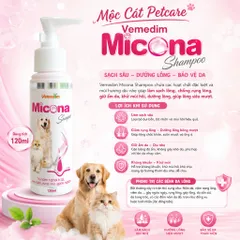 MICONA SHAMPOO 120ML – SỮA TẮM HỖ TRỢ PHÒNG&ĐIỀU TRỊ BỆNH DA,GIẢM RỤNG LÔNG,KHỬ MÙI,DƯỠNG LÔNG MƯỢT CHO CHÓ & MÈO