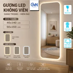 Gương chữ nhật toàn thân không viền treo tường hoặc dán cánh tủ hiện đại, sang trọng (kèm phụ kiện)