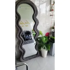 Gương soi toàn thân bọc nỉ lượn sóng phongcách Hàn Quốc, gương decor phòng ngủ/shop quần áo 170x70cm