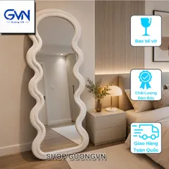Gương soi toàn thân bọc nỉ lượn sóng phongcách Hàn Quốc, gương decor phòng ngủ/shop quần áo 170x70cm