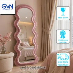 Gương soi toàn thân bọc nỉ lượn sóng phongcách Hàn Quốc, gương decor phòng ngủ/shop quần áo 170x70cm