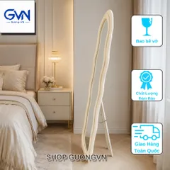 Gương soi toàn thân bọc nỉ lượn sóng phongcách Hàn Quốc, gương decor phòng ngủ/shop quần áo 170x70cm