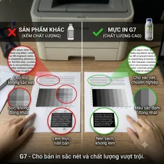 Mực đổ G7 Đa Năng dùng cho 12A/ 35A/ 78A/ 83A/ 337A/ 127/ 49A/ 05A/ 80A/ 26A/ 55A/ 16A/ 319/ 719/ 53A đậm đẹp, ít thải