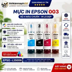 Mực In Epson 003 | Bộ 4 Màu BK C M Y | Dùng Cho Epson L3110 L3150 L3210 L3250 L5190 L5290 L1110 L1210…