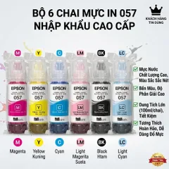 Mực epson 057 bộ 6 màu ecotank | Mực in phun màu epson 057 dùng cho epson L8050, L18050 hàng nhập khẩu 70ml/chai