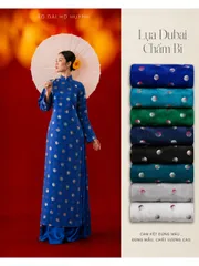 Áo dài họ Huỳnh [Lụa Dubai Chấm Bi]- TONE TRẦM - vải may áo dài khổ 1.5m