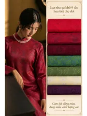 Áo dài họ Huỳnh [Lụa nha xá] [version Đậm Đà] [vải may áo dài khổ 9 tấc] [Họa tiết Thọ Dơi]