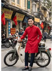 [Áo dài họ Huỳnh] Áo Dài Nam Trơn [ Chất Liệu Taffta Vân Gỗ] - Áo dài nam may sẵn