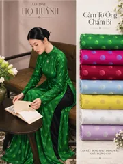 [Áo dài họ Huỳnh] Vải Gấm Tơ Óng Chấm Bi khổ 1.5m-[vải may áo dài]