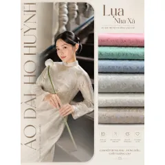 Áo dài họ Huỳnh [Lụa nha xá] [tone thanh lịch] [vải may áo dài khổ 9 tấc] [Họa tiết lông công]