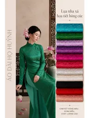 Áo dài họ Huỳnh [Lụa nha xá] [Họa tiết bông cúc] [vải may áo dài khổ 9 tấc]