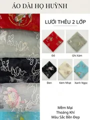 [Áo dài họ Huỳnh] Vôn lưới thêu cá chép - [Xả Kho]  Vải may áo dài