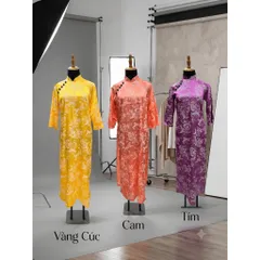 [Áo dài họ Huỳnh] Áo dài cách tân tiểu mận - họa tiết quả mận