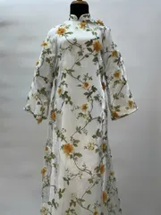 [Áo dài họ Huỳnh] Áo dài truyền thống nữ - tơ thêu hoa [Mẫu mới] - series Chớm Xuân