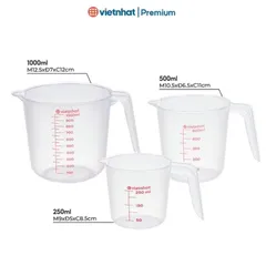 Bộ 3 ca đong chia vạch nhựa Việt Nhật 250ml, 500ml, 1000ml 838835