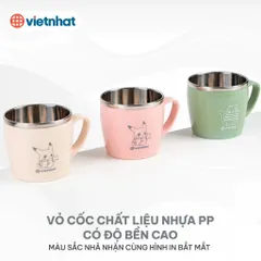 Ca cách nhiệt 2 quai nhựa inox 500ml có nắp  Việt Nhật