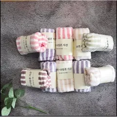 Khăn Mặt Hàn Quốc Lông Cừu Siêu Thấm Hút Loại Có Dòng Kẻ