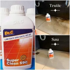 (Tặng 1 sủi tường, sàn) Chất tẩy Làm Sạch Sàn Gạch, Đồ Sứ Super Clean S90 Can 1Lít - S90 - 01
