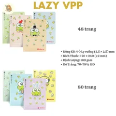 Combo 5 Quyển vở 4 Ô ly 48/80 trang School Ếch Cốm Hồng Hà - 0599/0600