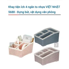 {HÀNG CAO CẤP} Khay nhựa tiện ích 4 ngăn để bàn, đựng bút, Mỹ Phẩm,điều khiển, điện thoại, đồ dùng đa năng