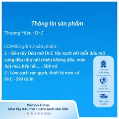 [Combo TIẾT KIỆM 20K] Siêu tẩy dầu mỡ đa năng Dr.C + Làm sạch sàn gạch, thiết bị men sứ S90 Dr.C