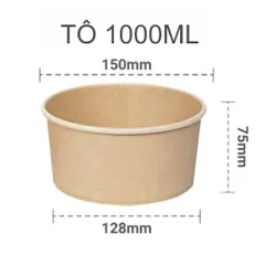 50 Bát Tô Giấy Kraft Cao Cấp Kèm Nắp Chịu Nhiệt, Hộp Đựng Thực Phẩm Tiện Lợi