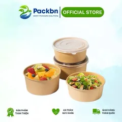 Combo 50 chiếc tô giấy nâu dùng một lần cao cấp có kèm nắp pp 750ml và 1000ml 838929