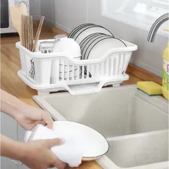 Rổ (Khay) nhựa úp bát chén ráo nước Việt Nhật (3535), Giá úp bát đĩa có ống đũa đa năng kèm khay hứng thoát nước