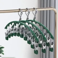 Móc treo quần áo tiện dụng - Móc treo đồ lót, móc kẹp treo quần áo 10 kẹp phơi đồ đa năng, gấp gọn