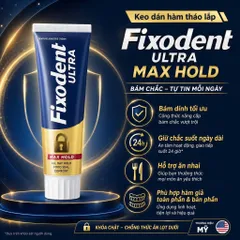 [LẺ 1 TUÝP] Kem Dán Hàm Giả Fixodent Ultra Max Hold 62g - Hàng Mỹ