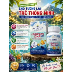 [HÀNG MỸ] Viên Nhai Dầu Cá Đậm Đặc Nordic Naturals Children's DHA Xtra 636mg (90 Viên)