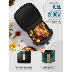 Nồi chiên không dầu 2 thanh nhiệt 10.5L SUNHOUSE MAMA SHD4093
