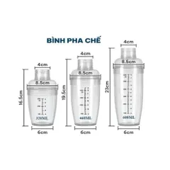 Bình Lắc Pha Chế Trong Suốt 320ml / 460ml / 600ml Chính Hãng VIỆT NHẬT
