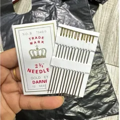 Vỉ 12 kim khâu quần áo lỗ to tiện lợi cho may vá