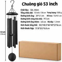 Chuông gió bằng nhôm, dài 53 inch (135 cm), gồm 6 ống nhôm (ĐK 2.2 cm, dày 1.2 mm), dùng treo trang trí, NSX Dehongyuan Lighting Factory, mới 100%