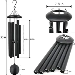 Chuông gió bằng nhôm, dài 53 inch (135 cm), gồm 6 ống nhôm (ĐK 2.2 cm, dày 1.2 mm), dùng treo trang trí, NSX Dehongyuan Lighting Factory, mới 100%