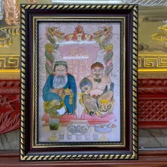 Khung Tranh Thần tài Thổ đia( có khung) KT 19*25cm, 28*38cm,38*48cm  có hoả tốc 3 CỠ