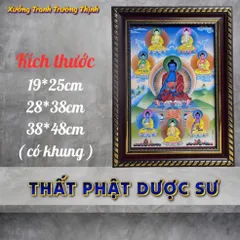 Khung Tranh THÂT PHẬT DƯỢC SƯ - có khung  có hoả tốc 3 CỠ
