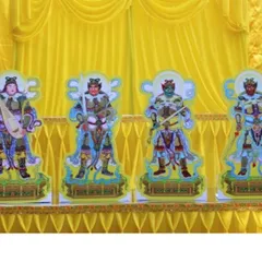 Bộ tranh bày đàn cúng tứ đại thiên vương ép plastic 40cm