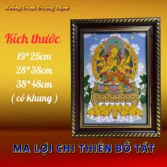 Khung Tranh MA LỢI CHI THIÊN BỒ TÁT - có khung  có hoả tốc 3 CỠ