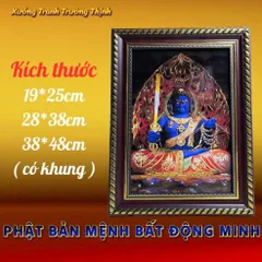 Khung Tranh PHẬT BẢN MỆNH BẤT ĐỘNG MINH - có khung  có hoả tốc 3 CỠ