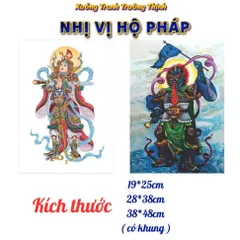 Khung Tranh NHỊ VỊ HỘ PHÁP - Có khung  có hoả tốc 3 CỠ