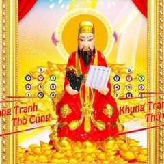 Tranh Thờ TỔ NGHỀ VÉ SỐ màu đỏ + khung cực đẹp