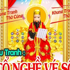 Tranh Thờ TỔ NGHỀ VÉ SỐ màu đỏ + khung cực đẹp