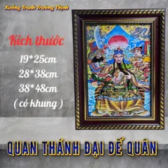 Khung Tranh QUAN THÁNH ĐẠI ĐẾ QUÂN - có khung  có hoả tốc 3 CỠ