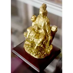Tượng ngài Quan Thế Âm Bồ Tát đạp sen cao 11cm
