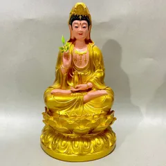Tượng Quan Âm Màu Vàng Ngồi 30cm Nhựa Composite cực đẹp