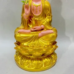 Tượng Quan Âm Màu Vàng Ngồi 30cm Nhựa Composite cực đẹp