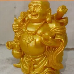 Tượng ngài Di Lặc Bồ Tát vác bao nâng thỏi vàng cao 13cm cực đẹp